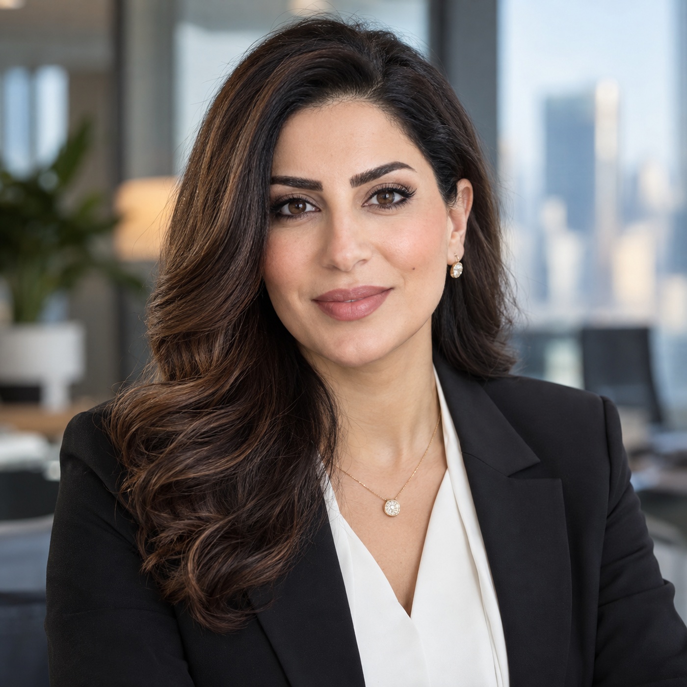 Corporate headshot of a Middle Eastern woman executive